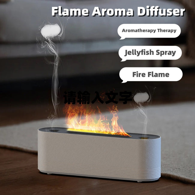 Flame Air Humidifier Ultrasonic 7 Colors Aroma Diffuser LED Cool Mist Maker Fogger Essential Oil Room Fragrance Office Home Decor Hover Image