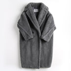 Women's Long Pink Wool Alpaca Fleecefiber Fur Coat