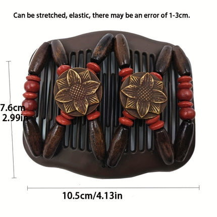 Retro Magic Hair Comb 4Pcs Elastic Double Clips For Women