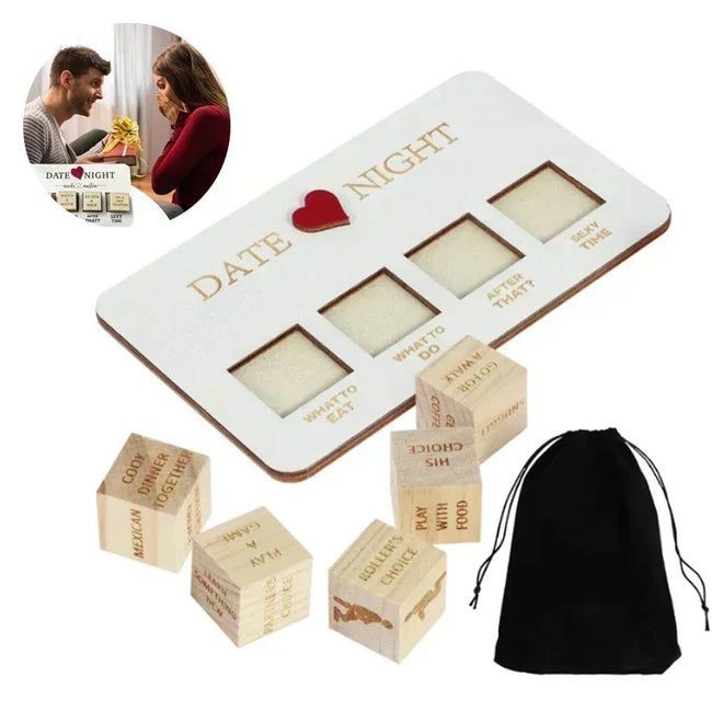 Wooden Date Night Dice Wooden Date Night Ideas Game Dice Romantic Couple Date Night Game Action Decision Dice Games For Couple Hover Image