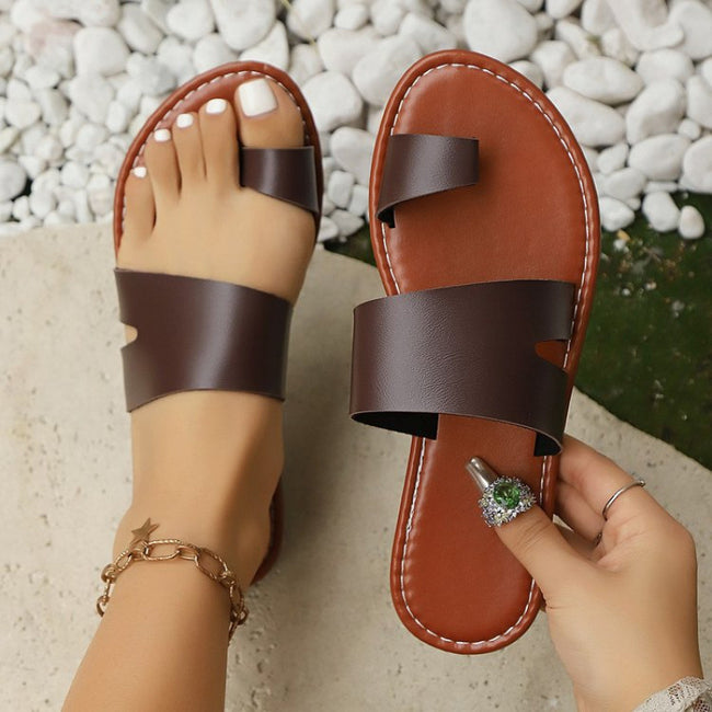 Women's Round Toe Lightweight Large Size Flat Bottom Slippers Main Image