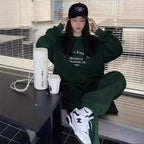 Women's Cotton American-style Long-sleeved Casual Sportswear Suit