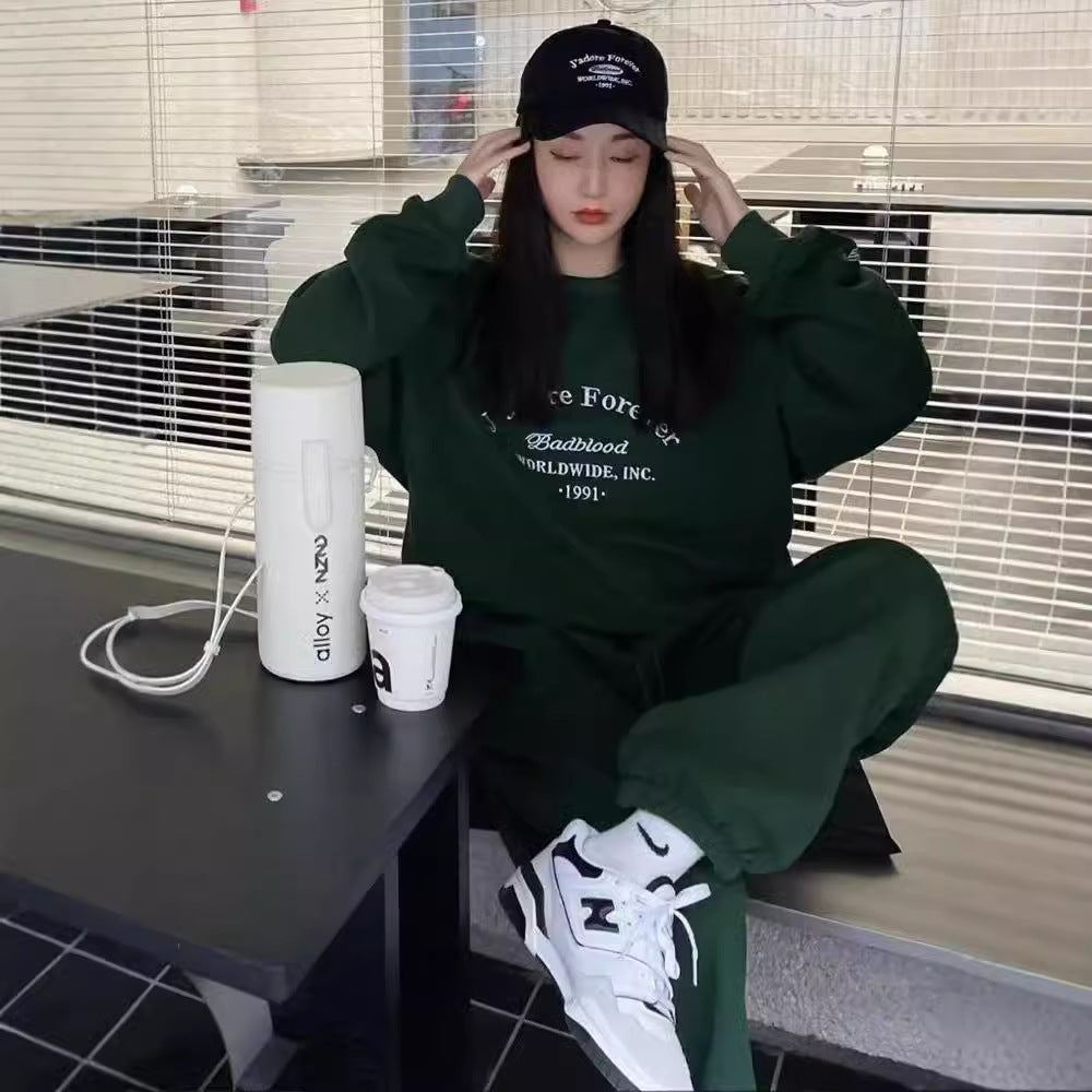 Women's Cotton American-style Long-sleeved Casual Sportswear Suit