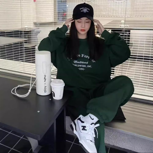 Women's Cotton American-style Long-sleeved Casual Sportswear Suit Main Image