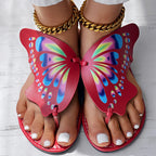 Butterfly Print Round Toe Flip Flops, Comfortable Summer Beach Shoes, Casual Women's Footwear, Perfect For Poolside And Daily Wear