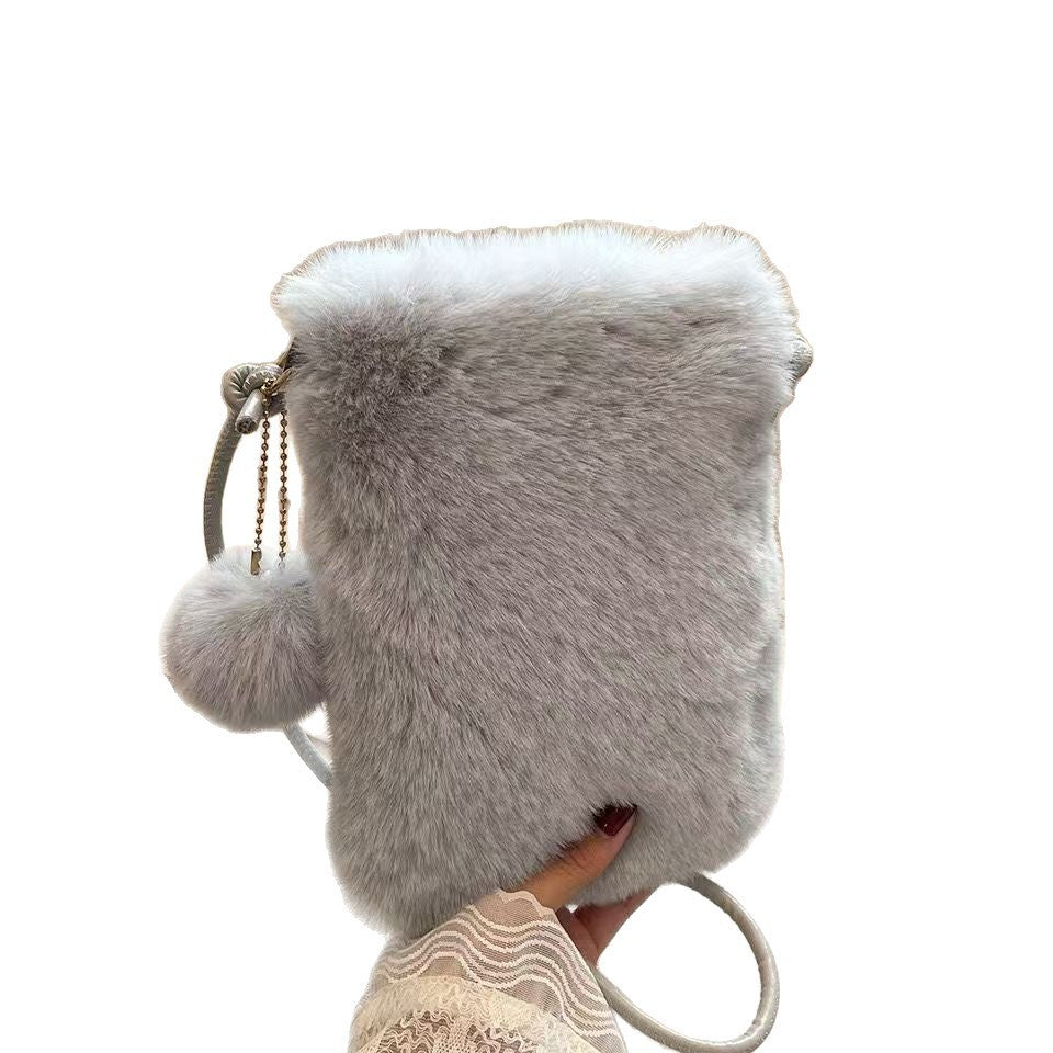 Solid Color Plush All-match Crossbody Coin Purse