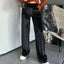 Black Shiny Velvet Drawstring High Waist Straight Leg Casual Pants