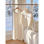 High-grade White Temperament Thick Sweater Skirt Suit