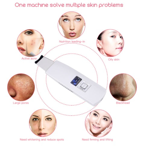 Ultrasonic Skin Scrubber Face Cleanser Blackhead Acne Removal Facial Spa Vibration Massager Ultrasound Peeling Clean Machine 394 Main Image