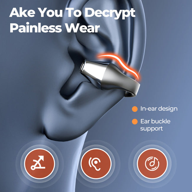 Ear Clip Bone Conduction Headphone Bluetooth-compatible 5.2 HIFI Wireless Earphone Touch Handsfree Sports Noise Cancelling Headset With Mic Main Image