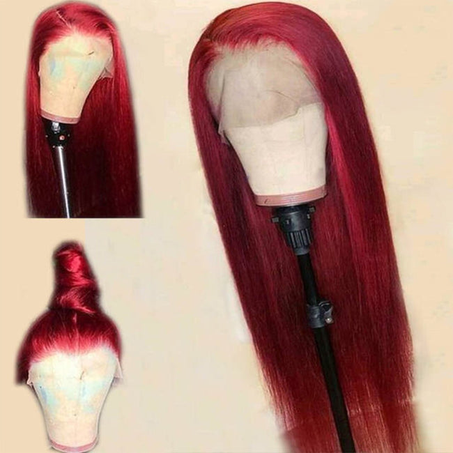 Burgundy Lace Front Human Hair Wigs Red Human Hair Wig Hover Image