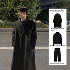 Mid-length Thick Loose Below The Knee Korean Style Trench Coat Suit Woolen Coat