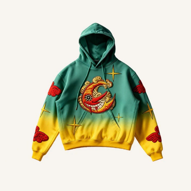 Vintage Print Loose-fitting Hoodie Sweater Hover Image