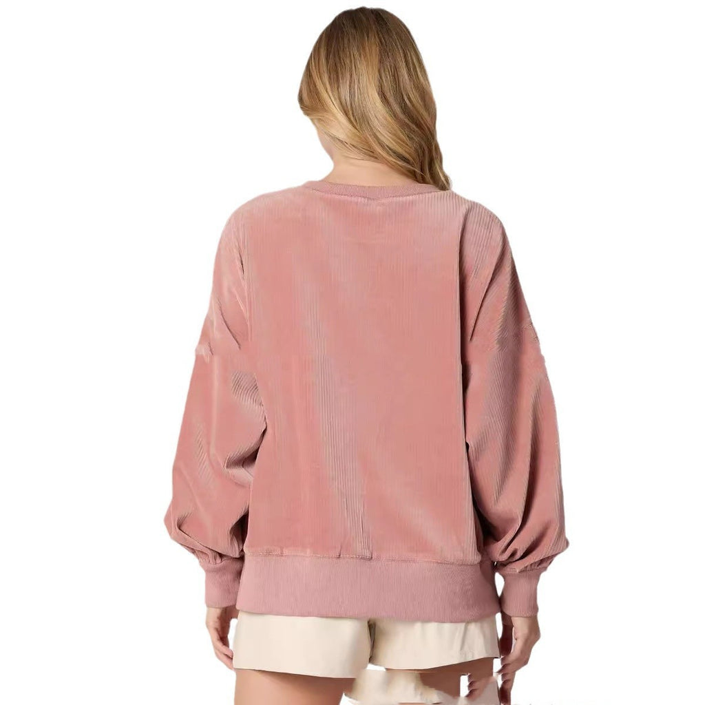 Pumpkin Cake Sequined Round Neck Loose Pullover Sweater