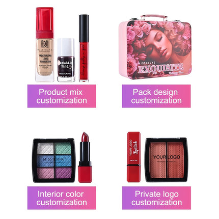 Luxury Gift Set Foundation Lip Gloss Lipstick Eyeshadow