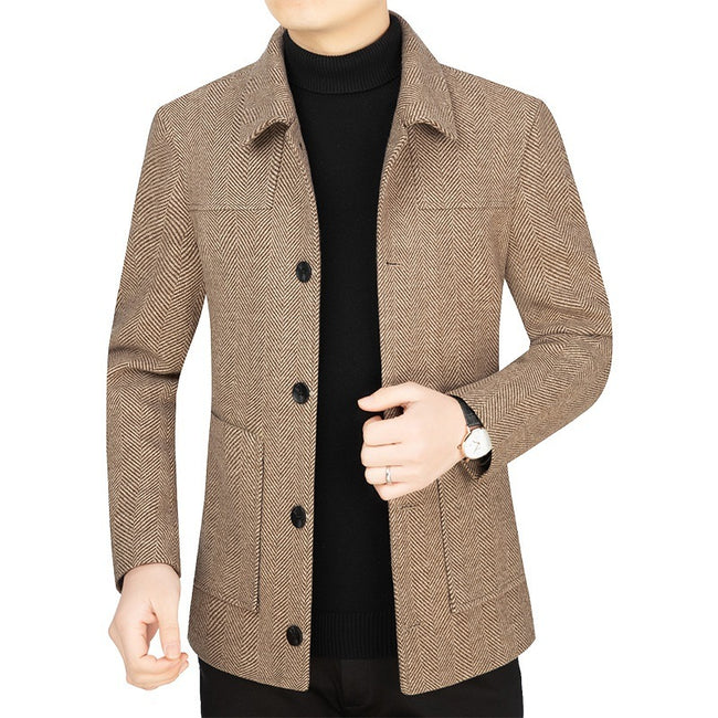 Men's Lapel Woolen Jacket Business Casual Jacket Main Image