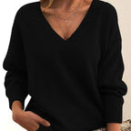 Womens Sweaters Casual Drop Shoulder Long Sleeve V Neck Pullover Tops Trendy Fall Fashion Clothes