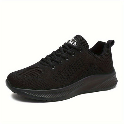 Black Mens Breathable Mesh Running Shoes Anti Odor Non Slip