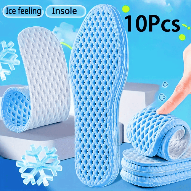10pcs/ set Summer Ice-Feel Breathable Sweat-Absorbent Shock-Absorbing Comfort Insoles, Unisex for Men'S and Women'S Sports and Casual Shoes