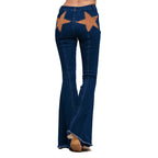 High Quality Sexy Women's Stitching Five-pointed Star Stretch Jeans