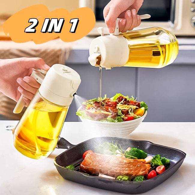 470ML Olive Oil Sprayer Dispenser For Cooking BBQ 2 In 1 Glass Oil Vinegar Soy Sauce Spray Kitchen Oil Bottle For Air Fryer Hover Image