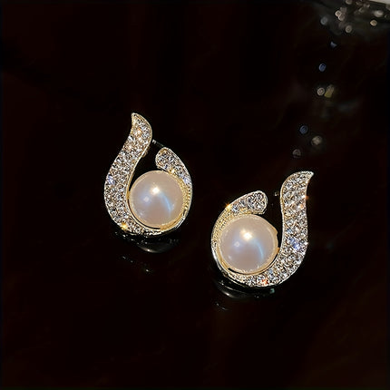 Water Drop Imitation Pearl Earrings For Women Light Luxury