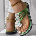 Floral Pattern Flip-Flops Comfortable Casual Summer Beach Slippers - Anklet Not Included