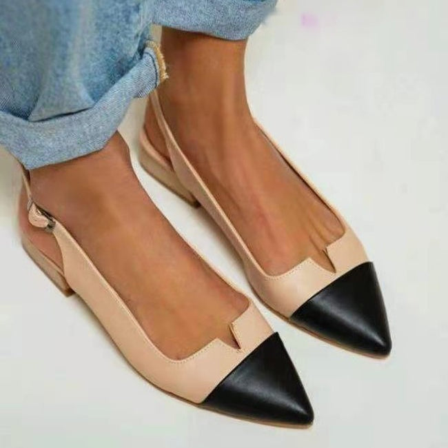 Spring 2024 Summer New Women's Shoes Pointed Flat Bottom Pumps Color Matching Low Heel Shoes Main Image