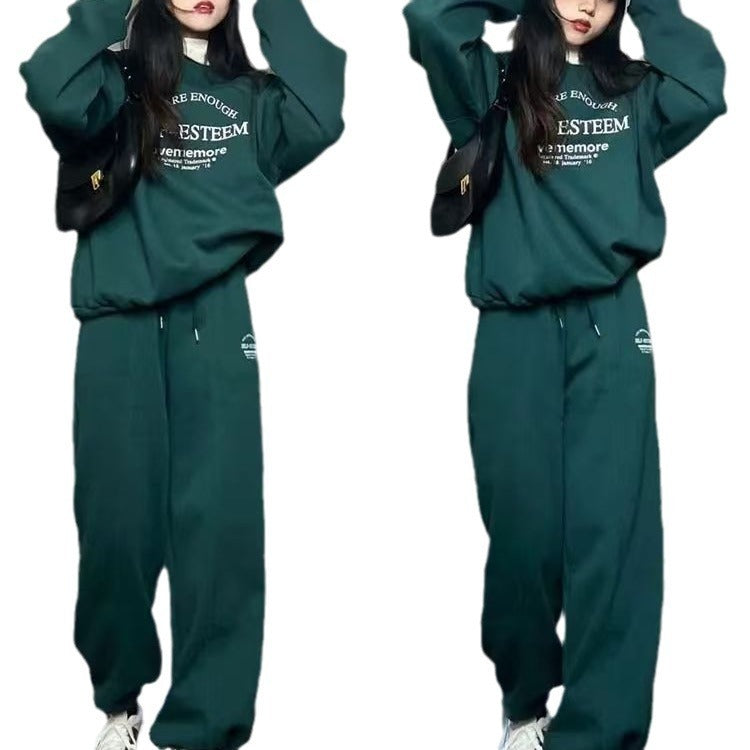 Women's Cotton American-style Long-sleeved Casual Sportswear Suit