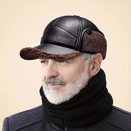 Men's Winter Warm Fleece Hat With Synthetic Leather Buckle