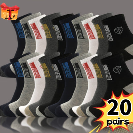 Mens Sports Socks Knit Fabric Alphabet Pattern 20 Pairs