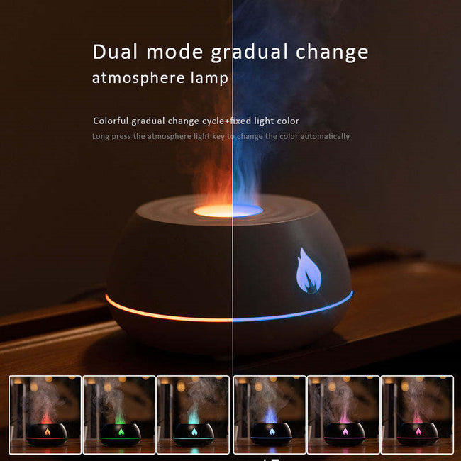Flame Humidifier Aromatherapy Diffuser 7 Colors Light Home Air Humidifier 130ML USB Room Fragrance Essential Oil Diffuser Main Image