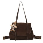 British Retro Suede Briefcase Women's Fashion Large Capacity