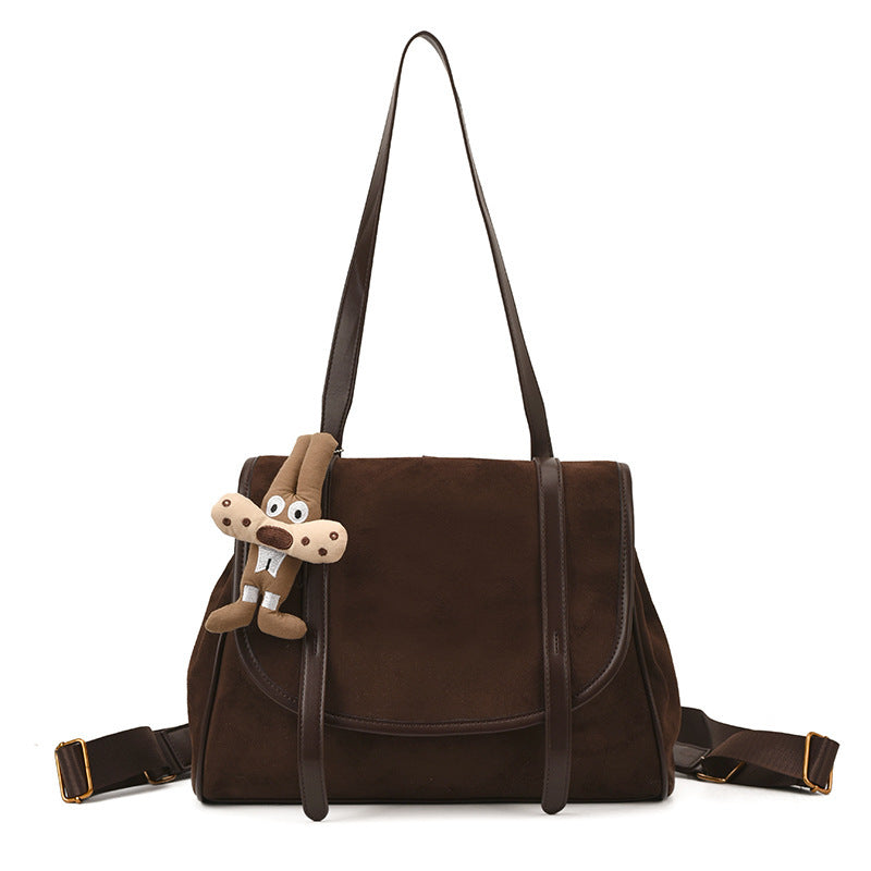 British Retro Suede Briefcase Women's Fashion Large Capacity