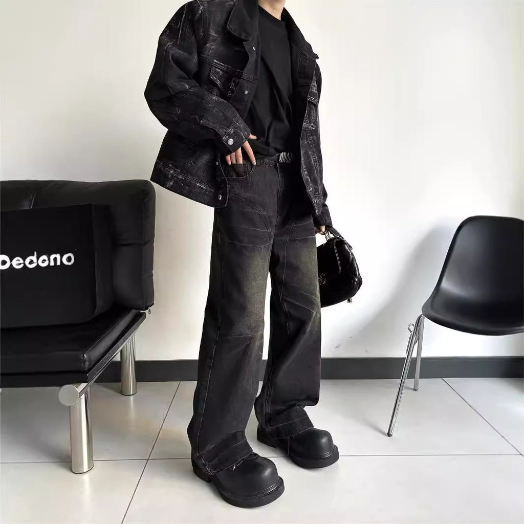 Washed Black Straight Deconstructing Dirty Mud Texture