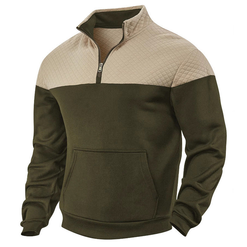 Winter Heavy Fleece-lined Casual Loose Multicolor Men's Plus Size Stand Collar Zipper Sweater