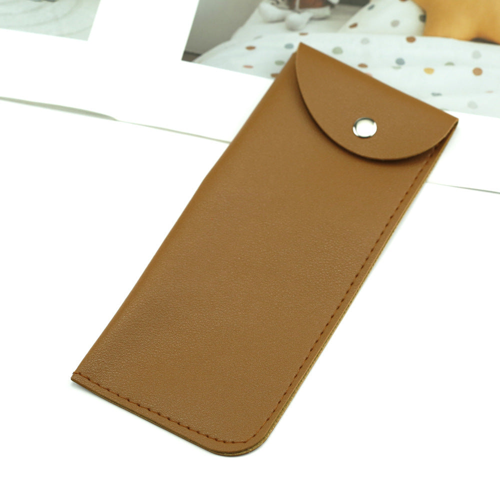 Leather Glasses Bag Thickened Open Holster Snap Button Portable