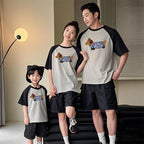 Dog Western Style Mother-daughter Matching Outfit Cotton Short Sleeve Contrast Color Korean Style