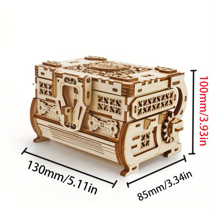 DIY Wooden 3D Puzzle Jewelry Box Model Kit Handmade Gear