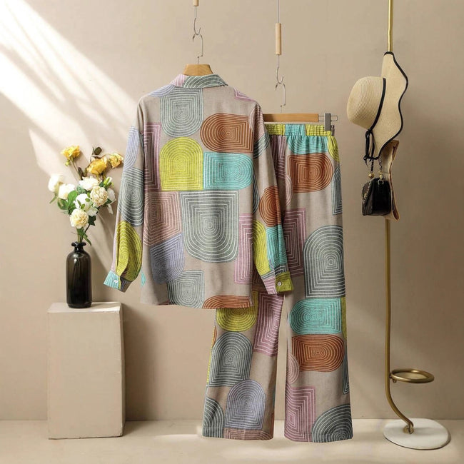 Printed Long Sleeve Trousers Suit Main Image