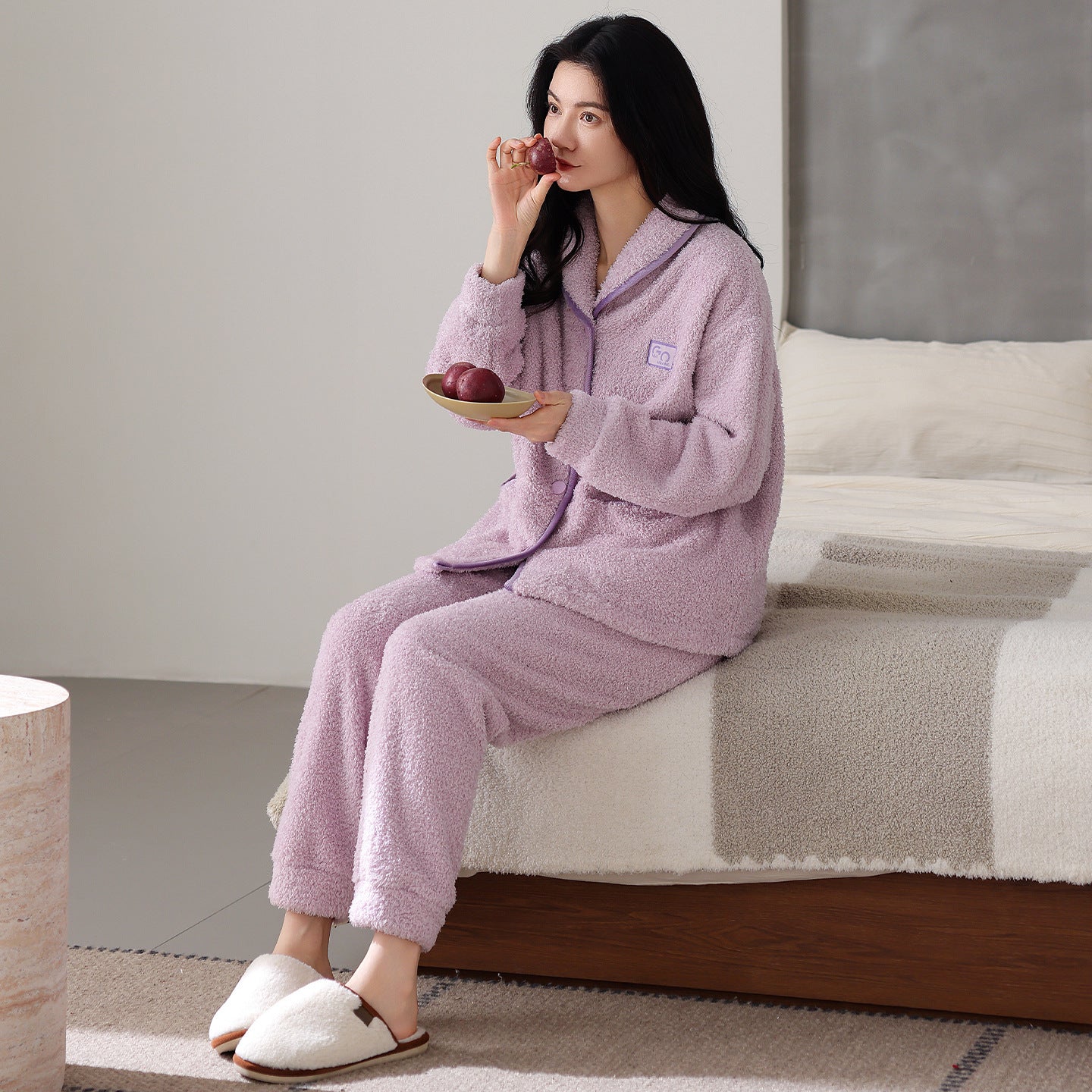 Women's Flannel Warm Cardigan Thickened Pajamas