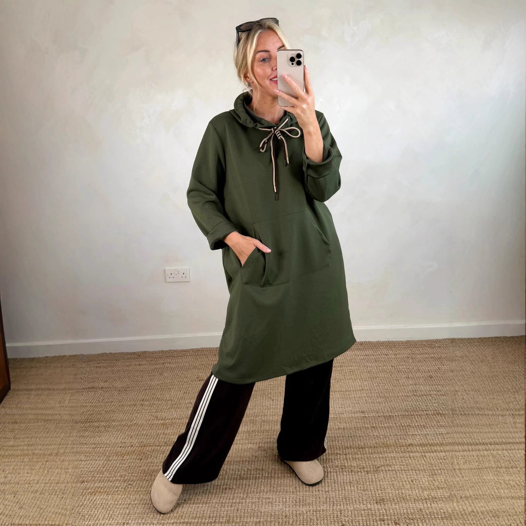 Women's Loose Oversized Knit Solid Color Hooded Maxi Dress