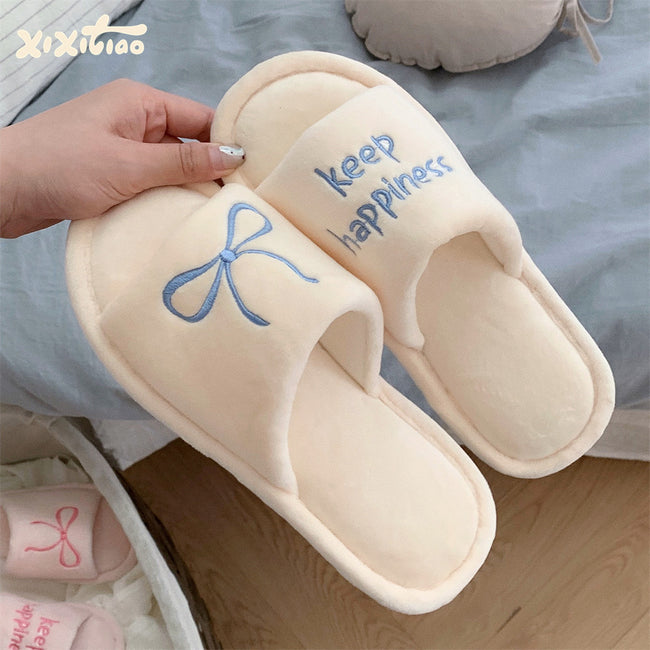 New Creative English Letters Ins Style Word Soft Flat Bottom Ladies Cotton Slippers Main Image