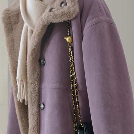 Autumn Winter Purple Korean Style Relaxed Jacket For Women