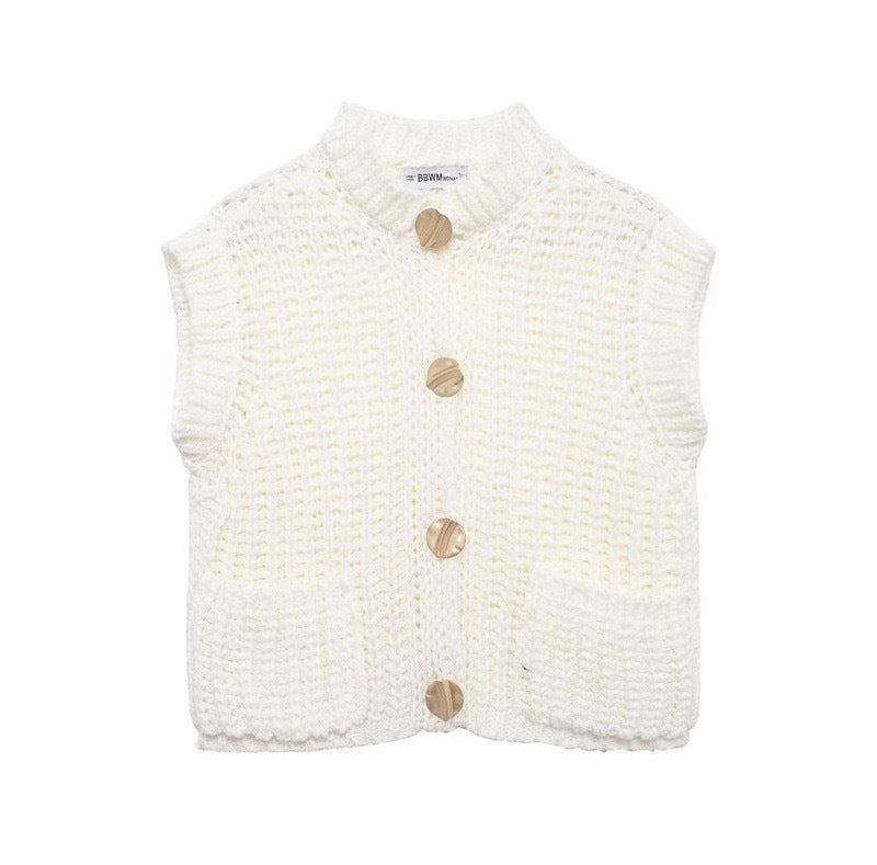 Women's Button Thick Knitted Short Cardigan