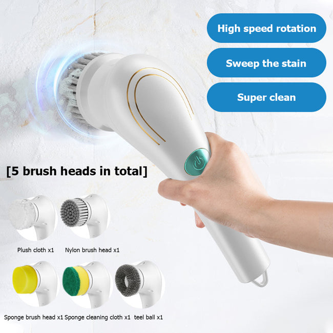 Multifunctional Electric Handheld Kitchen Household Dishwashing Brush Handheld Scrubber Bathtub Sink Bathroom Kitchen Tile Cleaning Tool Drill Brush Set With 5 Heads Hover Image
