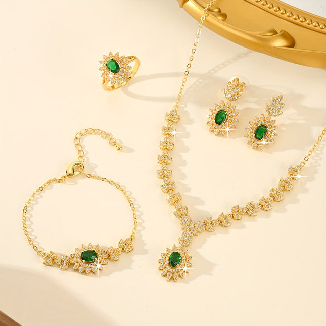 Flame Design Jewelry Set 5 Piece Cubic Zirconia For Women