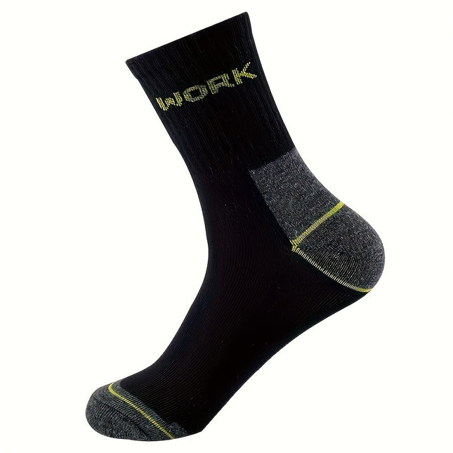 10 Pairs Men's & Women's Breathable Athletic Long Socks - All-Season Mid-Calf to Over-the-Knee (OTK) Height, Arch & Cushioned Comfort, Black with Green Trim, Machine Washable - Ideal for Sports, Gym, Work, Casual Attire - Unisex Fitness Socks for Men & W