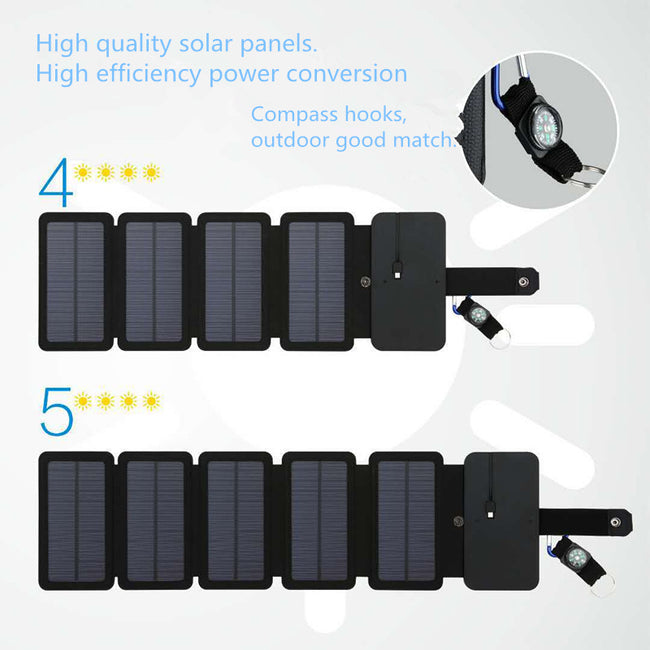 Outdoor Folding Solar Panel Charger Portable 5V 2.1A USB Output Devices Camp Hiking Backpack Travel Power Supply For Smartphones Main Image