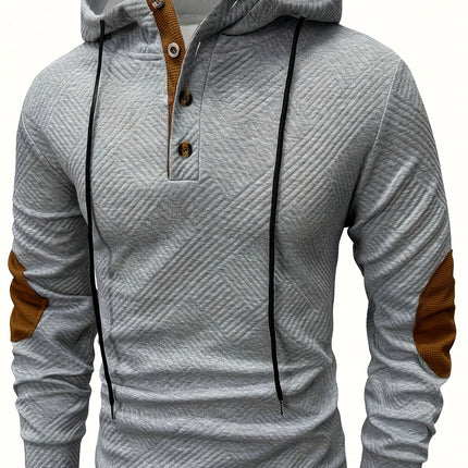 Mens Hooded Zip Up Sweatshirt With Contrast Stitching